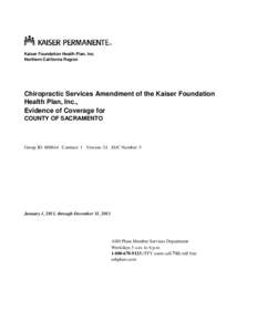 Kaiser Foundation Health Plan, Inc. Northern California Region EOC #5 -  Chiropractic Services Amendment of the Kaiser Foundation