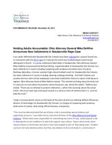 FOR IMMEDIATE RELEASE: November 25, 2013 MEDIA CONTACT: Katie Hanna, Ohio Alliance to End Sexual Violence [removed[removed]