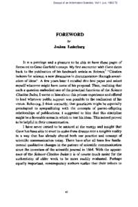 Essays of an Information Scientist, Vol:1, p.xi, [removed]FOREWORD b’ Joshua Lederberg