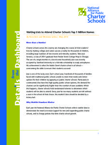 Dashboard from the Waiting Lists to Attend Charter Schools Top 1 Million Names By Nora Kern and Wentana Gebru | May 2014