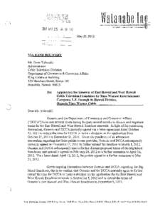 Oceanic Time Warner Cable East & West Hawaii Franchises Renewal -- Letter Agreement to Extend Deadline to September 5, 2012