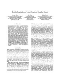 Testable Implications of Linear Structural Equation Models Bryant Chen Jin Tian  Judea Pearl