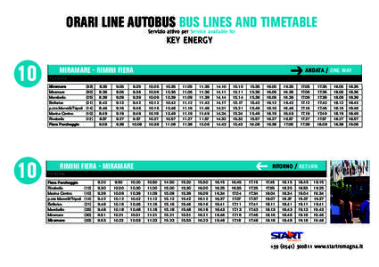 ORARI LINE AUTOBUS BUS LINES AND TIMETABLE Servizio attivo per Service available for KEY ENERGY  10