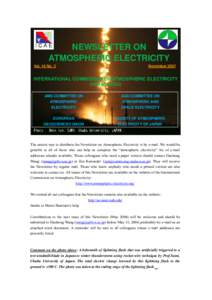 NEWSLETTER ON ATMOSPHERIC ELECTRICITY Vol. 18 No. 2 November 2007