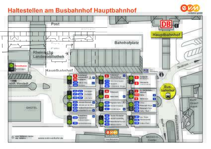Haltestellen am Busbahnhof Hauptbahnhof Post Hauptbahnhof Bahnhofplatz Rheinische