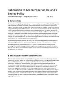 Submission to Green Paper on Ireland’s Energy Policy Kilworth and Araglin Energy Action Group July 2014