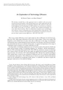 American Economic Review 100 (December 2010): 2031–2059 http://www.aeaweb.org/articles.php?doi=[removed]aer[removed]An Exploration of Technology Diffusion By Diego Comin and Bart Hobijn* We develop a model that, at t