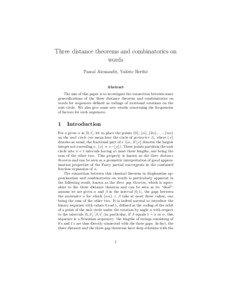 Three distance theorems and combinatorics on words Pascal Alessandri, Val´erie Berth´e