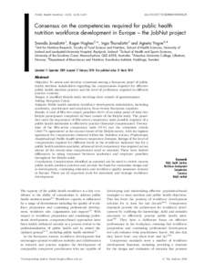 doi:S1368980010000625  Public Health Nutrition: 14(8), 1439–1449 Consensus on the competencies required for public health nutrition workforce development in Europe – the JobNut project