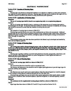 2003 Edition  Page 2C-1 CHAPTER 2C. WARNING SIGNS Section 2C.01 Function of Warning Signs