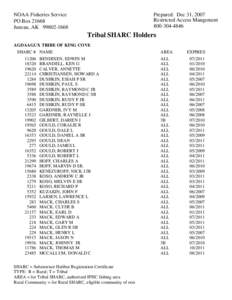 NOAA Fisheries Service PO Box[removed]Juneau, AK[removed]Prepared: Dec 31, 2007 Restricted Access Mangement