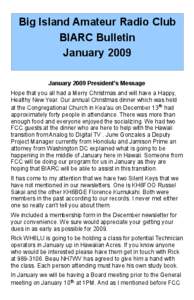 Big Island Amateur Radio Club BIARC Bulletin January 2009