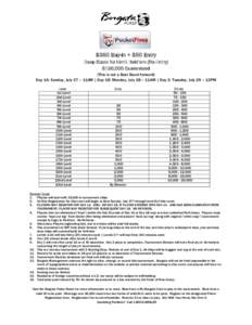 $350 Buy-in + $50 Entry Deep Stack No Limit Hold’em (Re-Entry) $150,000 Guaranteed (This is not a Best Stack forward) Day 1A: Sunday, July 27 – 11AM | Day 1B: Monday, July 28 – 11AM | Day 2: Tuesday, July 29 – 12