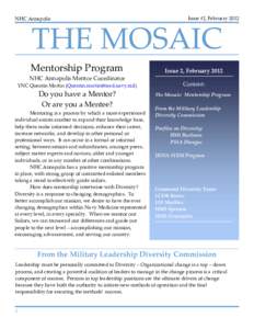 NHC Annapolis  Issue #2, February 2012 THE MOSAIC Mentorship Program