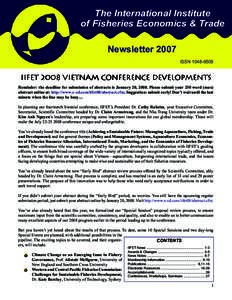 The International Institute of Fisheries Economics & Trade Newsletter 2007 ISSNIIFET 2008 Vietnam C