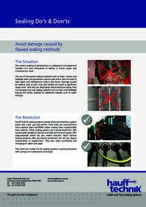 Sealing Do‘s & Don’ts  Avoid damage caused by flawed sealing methods The Situation The correct sealing of penetrations in substations and basement