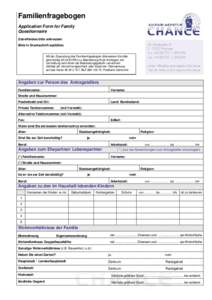 Familienfragebogen Application Form for Family Questionnaire