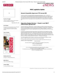 [removed]Professional Educators of North Carolina: PENC eNews - February 18, 2013 Legislative Update February 18, 2013 Legislative Update