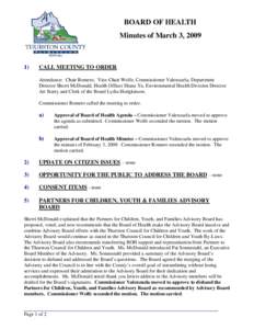 BOARD OF HEALTH Minutes of March 3, [removed]CALL MEETING TO ORDER