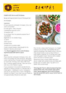 Falafel with Farro and Chickpeas Recipe and image by Saskia Ericson of ‘One Equals Two’ For 6-8 people Ingredients:  6 cups reserved undressed chickpeas, farro, red
