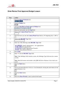 Enter/Revise Final Approved Budget Lesson