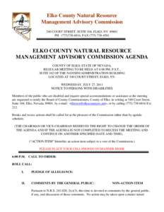 Elko County Natural Resource Management Advisory Commission 540 COURT STREET, SUITE 104, ELKO, NV[removed]PH[removed], FAX[removed]ELKO COUNTY NATURAL RESOURCE