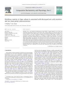 Diclofenac toxicity in Gyps vulture is associated with decreased uric acid excretion and not renal portal vasoconstriction