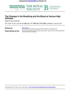 Downloaded from rstb.royalsocietypublishing.org on November 7, 2013  The Changes in the Breathing and the Blood at Various High