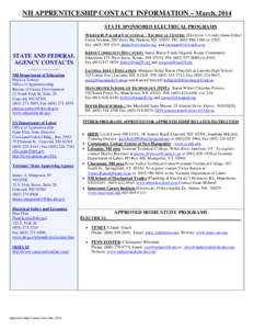 NH APPRENTICESHIP CONTACT INFORMATION – APRIL, 2007