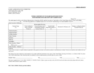 Raisins / Berries / Zante currant / Sultana / Government procurement in the United States