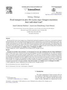 Food transport in ants: Do Lasius niger foragers maximize their individual load?