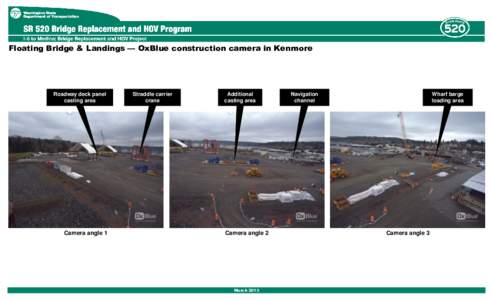 Floating Bridge & Landings — OxBlue construction camera in Kenmore  Roadway deck panel casting area  Camera angle 1