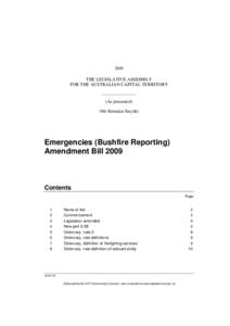 2009  THE LEGISLATIVE ASSEMBLY FOR THE AUSTRALIAN CAPITAL TERRITORY  (As presented)