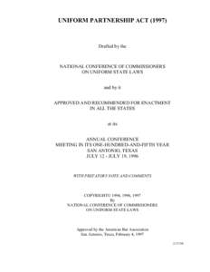 Law / Business / Structure / Legal entities / Uniform Partnership Act / Limited liability partnership / Partnership / Uniform Act / General partnership / Partnerships / Types of business entity / Business law