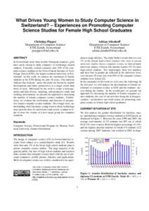 Women in computing / Computer science / Zurich / Women /  girls and information technology / Cantons of Switzerland / Gender studies / ETH Zurich