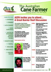 Inside this issue P1 CHAIRMAN’S ACFA invites you to attend... A Great Barrier Reef Discussion