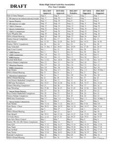 DRAFT Hall of Fame Banquet 1st FB practice for schools playing 0 week 1st Soccer Practice 1st FB practice w/o pads 1st VB/CC Practice