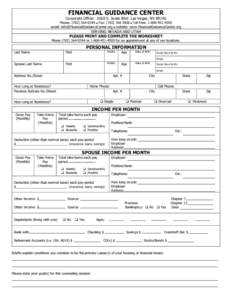 FINANCIAL GUIDANCE CENTER Corporate Office: 2650 S. Jones Blvd. Las Vegas, NV[removed]Phone: ([removed]  Fax: ([removed]  Toll Free: [removed]email: [removed]  website: www.Fin