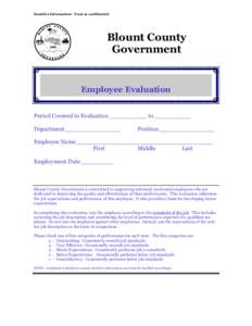 Sensitive Information: Treat as confidential  Blount County Government  Employee Evaluation