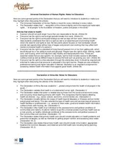 Universal Declaration of Human Rights: Notes for Educators