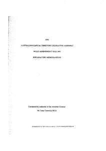 1991 AUSTRALIAN CAPITAL TERRITORY LEGISLATIVE ASSEMBLY WILLS (AMENDMENT) BILL 1991 EXPLANATORY MEMORANDUM  Circulated by authority of the Attorney General