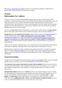Nuytsia — Information for Authors