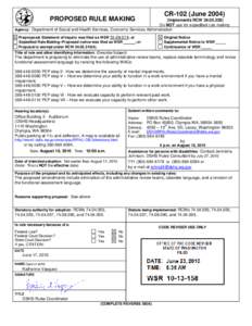 PROPOSED RULE MAKING  CR-102 (June[removed]Implements RCW[removed]Do NOT use for expedited rule making