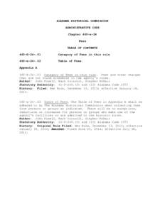ALABAMA HISTORICAL COMMISSION ADMINISTRATIVE CODE Chapter 460-x-24 Fees TABLE OF CONTENTS 460-X[removed]
