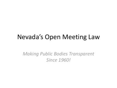 Nevada’s Open Meeting Law