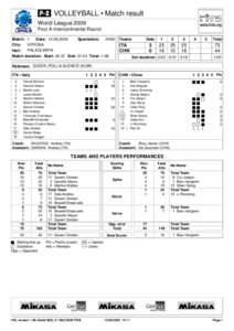  VOLLEYBALL • Match result World League 2009 Pool A-Intercontinental Round