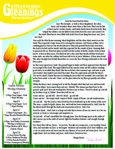 ethsemane Volume 35, Issue 2 April/May 2014 Newsletter