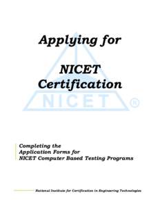 Applying for NICET Certification Completing the Application Forms for