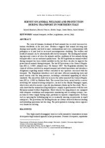 Ann. Fac. Medic. Vet. di Parma (Vol. XXVII, 2007) pag[removed]pag. 42  SURVEY ON ANIMAL WELFARE AND PROTECTION DURING TRANSPORT IN NORTHERN ITALY Zanardi Emanuela, Mussini Vanessa, Ghidini Sergio, Conter Mauro, Ianieri Adr