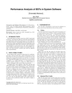 Performance Analysis of BSTs in System Software [Extended Abstract] Ben Pfaff Stanford University Department of Computer Science  [removed]